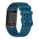 For Fitbit Charge 6 / 5 xDfind Hole Style Breathable Silicone Watch Band(Cyan) - 2