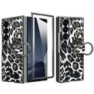 For Samsung Galaxy Z Fold6 VIETAO Leopard Print Metal Ring Leather Phone Case(Black) - 1