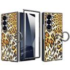 For Samsung Galaxy Z Fold6 VIETAO Leopard Print Metal Ring Leather Phone Case(Yellow) - 1