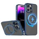For iPhone 14 Pro Max kalebol MagSafe Metal Ring Holder Phone Case(Blue) - 1