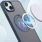 For iPhone 15 Plus kalebol MagSafe Metal Ring Holder Phone Case(Blue) - 2