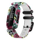 For Fitbit Ace 3 / Inspire2 xDfind Black Buckle Painting Integrated Silicone Watch Band(Classic Flower) - 1