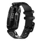 For Fitbit Ace 3 / Inspire2 xDfind Black Buckle Painting Integrated Silicone Watch Band(Black Flower) - 1