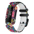 For Fitbit Ace 3 / Inspire2 xDfind Black Buckle Painting Integrated Silicone Watch Band(Peacock) - 1