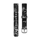 xDfind Silver Buckle Painting Silicone Watch Band For Fitbit Luxe, Size:L(Black Flower) - 2