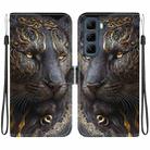 For Infinix Hot 50 5G Crystal Texture Colored Drawing Leather Phone Case(Black Gold Lion) - 1