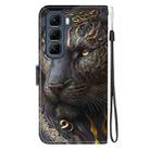 For Infinix Hot 50 5G Crystal Texture Colored Drawing Leather Phone Case(Black Gold Lion) - 3