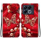 For Infinix Note 40 5G Crystal Texture Colored Drawing Leather Phone Case(Pearl Butterfly Rose) - 1