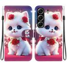 For Tecno Camon 40 Crystal Texture Colored Drawing Leather Phone Case(Rose Cat) - 1