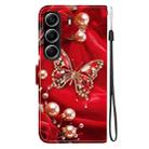 For Tecno Camon 40 Crystal Texture Colored Drawing Leather Phone Case(Pearl Butterfly Rose) - 3