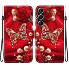 For Tecno Camon 40 Pro Crystal Texture Colored Drawing Leather Phone Case(Pearl Butterfly Rose) - 1