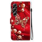 For Tecno Camon 40 Pro Crystal Texture Colored Drawing Leather Phone Case(Pearl Butterfly Rose) - 3