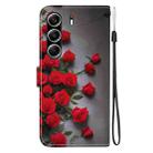 For Tecno Camon 40 Pro Crystal Texture Colored Drawing Leather Phone Case(Red Roses) - 3