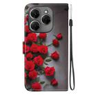 For Tecno Spark 20 Pro 4G Crystal Texture Colored Drawing Leather Phone Case(Red Roses) - 3