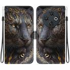 For Tecno Spark 30C 4G Crystal Texture Colored Drawing Leather Phone Case(Black Gold Lion) - 1