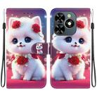 For Tecno Spark Go 2024 / Spark 20 / Spark 20C Crystal Texture Colored Drawing Leather Phone Case(Rose Cat) - 1