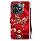 For Tecno Spark Go 2024 / Spark 20 / Spark 20C Crystal Texture Colored Drawing Leather Phone Case(Pearl Butterfly Rose) - 3