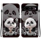 For Google Pixel 7 Crystal Texture Colored Drawing Leather Phone Case(Milk Tea Bear) - 1