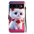 For Google Pixel 7 Crystal Texture Colored Drawing Leather Phone Case(Rose Cat) - 3