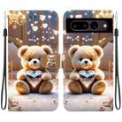 For Google Pixel 7 Crystal Texture Colored Drawing Leather Phone Case(Diamond Bear) - 1