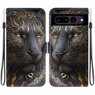 For Google Pixel 7 Crystal Texture Colored Drawing Leather Phone Case(Black Gold Lion) - 1