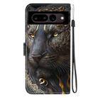 For Google Pixel 7 Crystal Texture Colored Drawing Leather Phone Case(Black Gold Lion) - 3