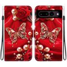 For Google Pixel 7 Crystal Texture Colored Drawing Leather Phone Case(Pearl Butterfly Rose) - 1