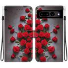 For Google Pixel 7 Crystal Texture Colored Drawing Leather Phone Case(Red Roses) - 1