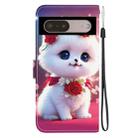 For Google Pixel 7 Pro Crystal Texture Colored Drawing Leather Phone Case(Rose Cat) - 3