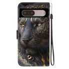 For Google Pixel 7 Pro Crystal Texture Colored Drawing Leather Phone Case(Black Gold Lion) - 3