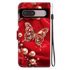 For Google Pixel 7 Pro Crystal Texture Colored Drawing Leather Phone Case(Pearl Butterfly Rose) - 3