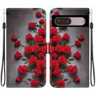 For Google Pixel 7 Pro Crystal Texture Colored Drawing Leather Phone Case(Red Roses) - 1