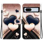For Google Pixel 7a Crystal Texture Colored Drawing Leather Phone Case(Love Heart) - 1