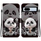 For Google Pixel 7a Crystal Texture Colored Drawing Leather Phone Case(Milk Tea Bear) - 1