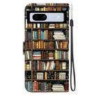 For Google Pixel 7a Crystal Texture Colored Drawing Leather Phone Case(Bookshelf) - 3
