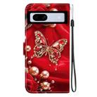 For Google Pixel 7a Crystal Texture Colored Drawing Leather Phone Case(Pearl Butterfly Rose) - 3