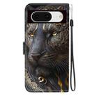 For Google Pixel 8 Crystal Texture Colored Drawing Leather Phone Case(Black Gold Lion) - 3