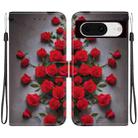 For Google Pixel 8 Crystal Texture Colored Drawing Leather Phone Case(Red Roses) - 1