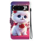 For Google Pixel 8 Pro Crystal Texture Colored Drawing Leather Phone Case(Rose Cat) - 3