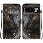 For Google Pixel 8 Pro Crystal Texture Colored Drawing Leather Phone Case(Black Gold Lion) - 1