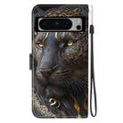 For Google Pixel 8 Pro Crystal Texture Colored Drawing Leather Phone Case(Black Gold Lion) - 3