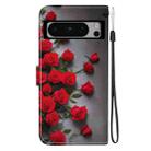 For Google Pixel 8 Pro Crystal Texture Colored Drawing Leather Phone Case(Red Roses) - 3