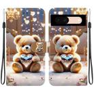 For Google Pixel 8a Crystal Texture Colored Drawing Leather Phone Case(Diamond Bear) - 1