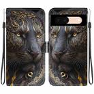 For Google Pixel 8a Crystal Texture Colored Drawing Leather Phone Case(Black Gold Lion) - 1