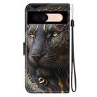 For Google Pixel 8a Crystal Texture Colored Drawing Leather Phone Case(Black Gold Lion) - 3
