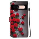 For Google Pixel 8a Crystal Texture Colored Drawing Leather Phone Case(Red Roses) - 3