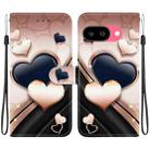 For Google Pixel 9a Crystal Texture Colored Drawing Leather Phone Case(Love Heart) - 1