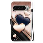 For Google Pixel 9 / Pixel 9 Pro Crystal Texture Colored Drawing Leather Phone Case(Love Heart) - 3