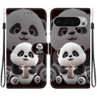 For Google Pixel 9 / Pixel 9 Pro Crystal Texture Colored Drawing Leather Phone Case(Milk Tea Bear) - 1