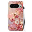 For Google Pixel 9 / Pixel 9 Pro Crystal Texture Colored Drawing Leather Phone Case(Lantern Butterflies) - 3